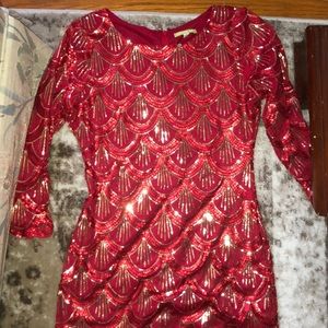 Red and Gold Sparkled Dress